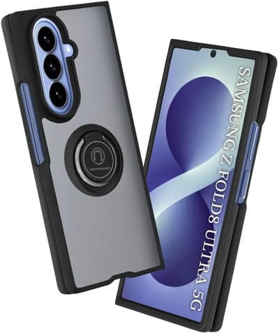 Hoesje geschikt voor Samsung Galaxy Z Fold 8 Ultra - Techsuit Glinth Back Cover met ring en magneet - Zwart