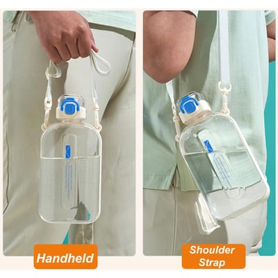 Platte waterfles voor buitensporten, 750 ml, grote inhoud, drinkbeker voor op kantoor met weegschaal Type 2