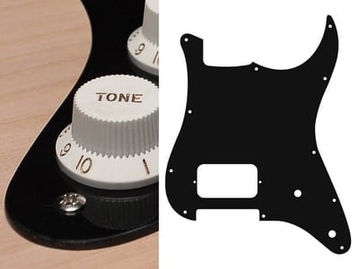 Boston ST-144-B pickguard, Stallion, H, 2 pot holes, 1 ply, black