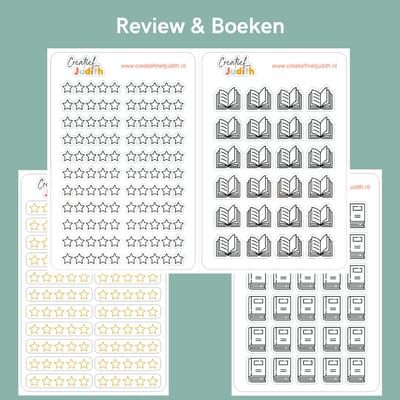 Bullet Journal Stickers - Planner Agenda Stickers - Review & boeken stickers - 4 stickervellen - sterren lezen - Scrapbook stickers - Deco stickers - Boek icoon stickers - volwassenen en kinderen