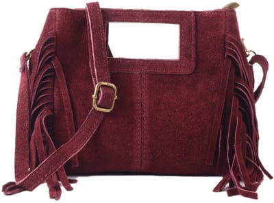 Giuliano lederen suede schoudertas - Suede - Made in Italy - Dames - Bordeaux