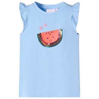 vidaXL Kindershirt met ruches aan de mouwen 140 lichtblauw