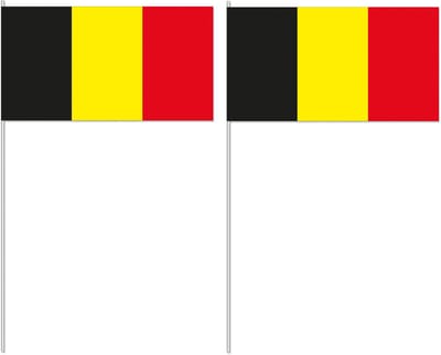Zwaaivlaggetjes Belgie - 50x - 12 x 24 cm - handvlaggetjes - versiering - feestartikelen