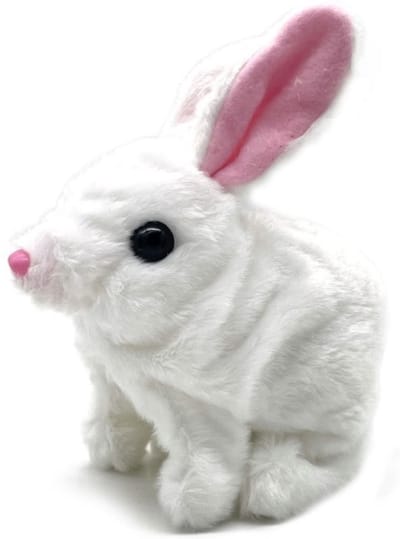 Een schattige en lieve knuffel waar geluid uitkomt! Doe een batterij in het konijntje en zet hem neer, dan loopt de konijn vanzelf weg! Dit konijntje is 15cm hoog. Leuk om voor jezelf te kopen of om cadeau te geven aan iemand.