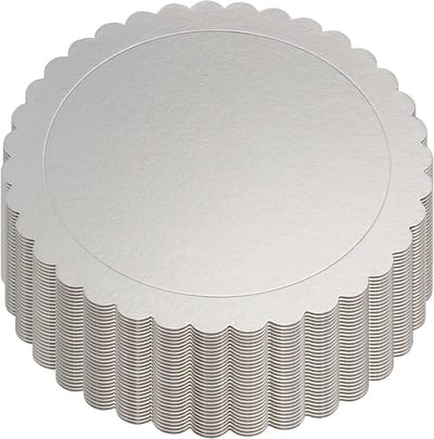 30 Stuks 30 Inch Ronde Taartplaten van 2mm Dikke Zilveren Karton, Scalloped Cake Circles voor Bruiloften en Feestjes, Taartdecoratie en Presentatie
