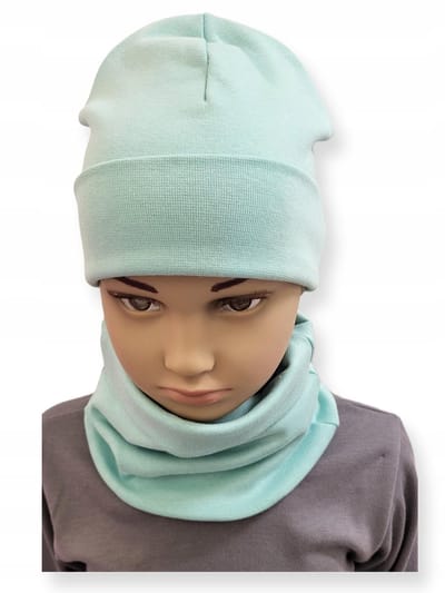 Dartomik - Kinder Set - Muts en Sjaal - Maat 52-56 - Dubbele Laag - Mint