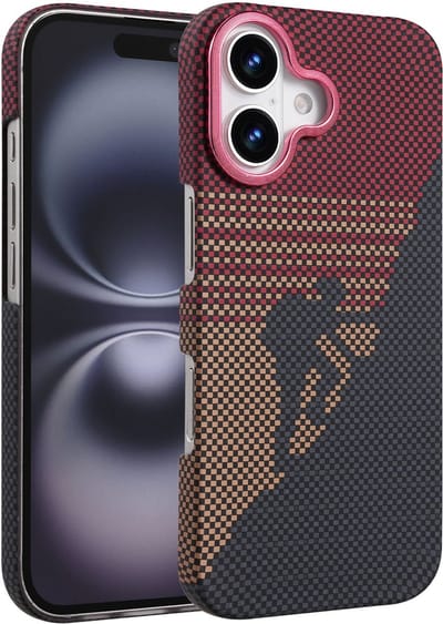 Hoesje Geschikt voor iPhone 16 Plus Hoesje Rood - Carbon Hoesje Geschikt voor MagSafe iPhone 16 Plus - Shockproof Back Cover