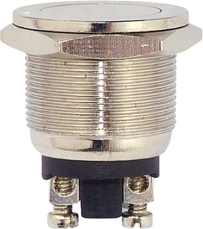 Metalen Pulsschakelaar (OFF)-ON ⌀19mm - Verbreek - Momentschakelaar - 2A 230V - Schroefbaar