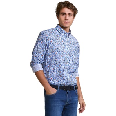 River Woods Custom Fit Floral Shirt Multi Size: M | Casual Shirts Outlet | Heren | Blauw