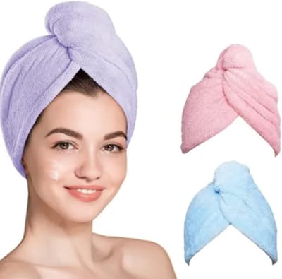 Set van 3 Microvezel Haarturbans voor Nat Haar - Sneldrogende Handdoeken voor Krullend Haar en Anti-Frizz Oplossing