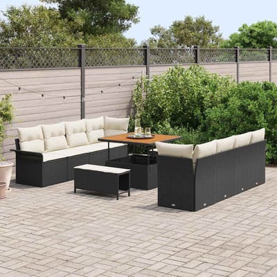 vidaXL Tuinbank Set met kussen Zwart en Crème 100 x 100 x 71 cm