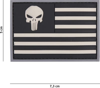 101 Inc Embleem 3D Pvc Punisher Usa Vlag Grijs  Zwart  20021