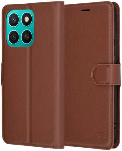 Hoesje geschikt voor HONOR X8c - Techsuit Leather Folio Book Wallet Case - Bruin