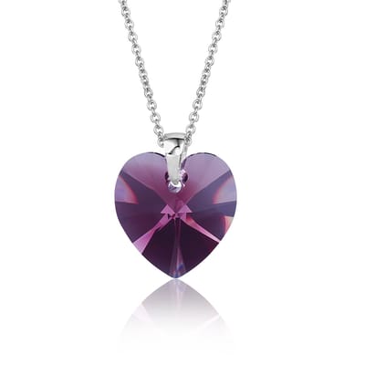 Montebello Ketting Fleur HZ524 - Swarovski Hart - 925 Zilver Gerhod. - Ø14mm - 50cm