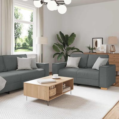 vidaXL - 2-delige - Loungeset - met - kussens - stof - donkergrijs