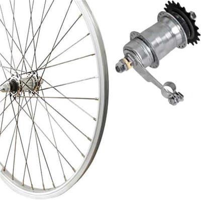 28 inch Fietsachterwiel Aluminium met Terugtraprem - Zilver