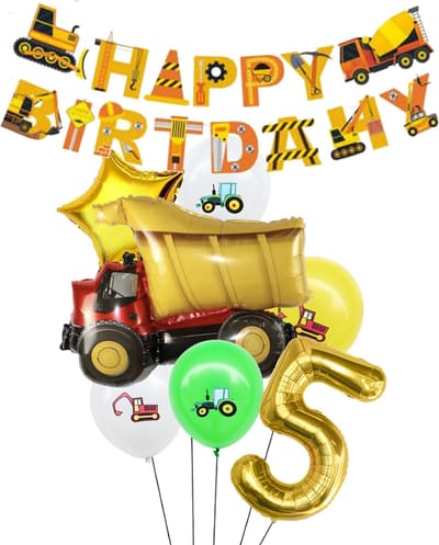 Snoes Cijfer Ballon Nummer 5 - Vrachtwagen - Plus Vrachtwagen set Ballonnen Feestdecoratie - Helium Ballon - Kinderen