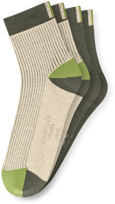 Schiesser dames quartersokken basic stripe groen & grijs