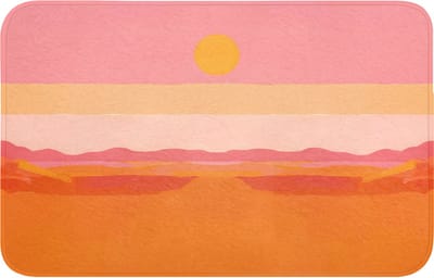Badmat 80x50 cm - Antislip - Zon - Abstract - Landschap - Oranje - Badmatten voor badkamer - Badkamermat - Douchemat - Badkamer mat