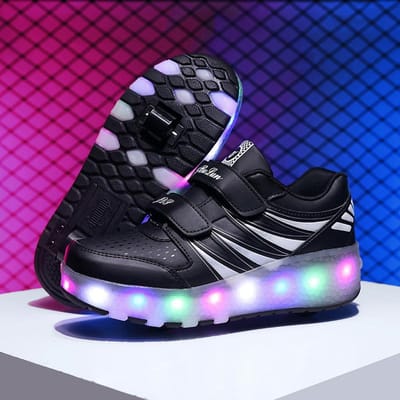 Nieuwe Lichtgevende Schoenen voor Kinderen, Wegloop Schoenen met Wieltjes, Jongens met Remwielen, Skeelers, Sport voor Studenten 43