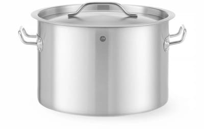 HENDI Kookpan met deksel - roestvast staal met aluminium sandwichbodem - 35x24 cm - 23 liter - zilver - inductie en alle warmtebronnen - horeca