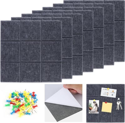Grote Vilt Pinbord Set van 7, Zelfklevende Memo Boards 30 x 30 cm met 50 Spelden, Perfect voor Kantoor en School Decoratie