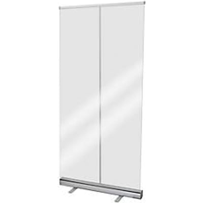 Oprolbaar hygiënescherm, PET-folie, glashelder, aluminiumcassette met voetjes, B 850 x D 200 x H 2200 mm