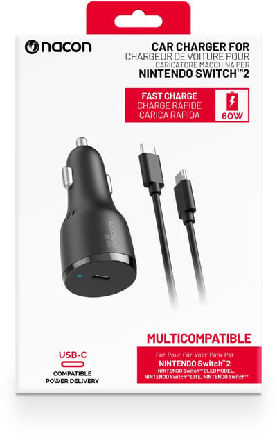 SWITCH 2 - AUTO-OPLAADADADAPTER VOOR HET OPLADEN VAN DE NINTENDO SWITCH™2 & NINTENDO SWITCH™.