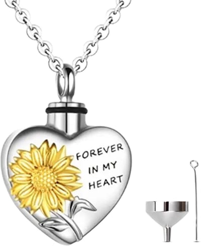Luxe Ashanger - met Ketting (55 cm) - Voor As, Haren of Parfum - Assieraad - As Ketting - Gedenksieraad - Urn - As Hanger - Incl. As vuller en Opbergzakje - Sunflower Forever