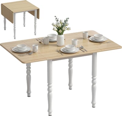 HOMCOM opklapbare eettafel - MDF, staal - 134 x 80 x 75 cm - naturel hout
