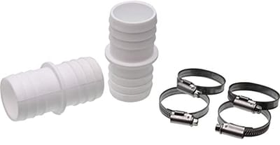 Slangverbinder Ø 32 mm naar 38 mm met klemmen en spuitmonden