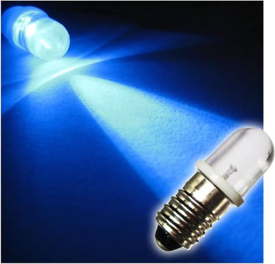 Blauwe LED Schroeffitting Lamp E10 12V DC Duurzaam en Eenvoudig te Installeren