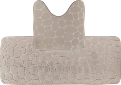 Tendance Badkamer Matten set Pebble - taupe - extra lang - memory foam - microfiber