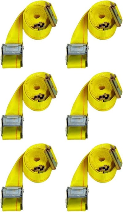 Spanbanden Set - Nokkenriemen Aanhanger - Lading Zekeren - E-fitting Systeem - 6x 3.6m x 5cm