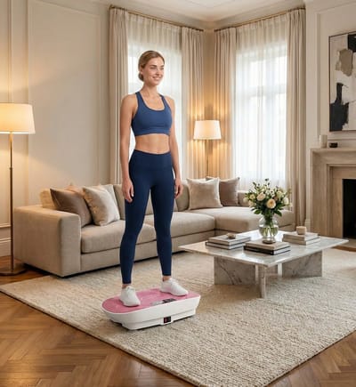 Trilplaat Vibratieplaat Compact voor Thuis – Stille Body Shaper met 10 Snelheden, LED Display, Siliconen Oppervlak & Afstandsbediening – Designbest