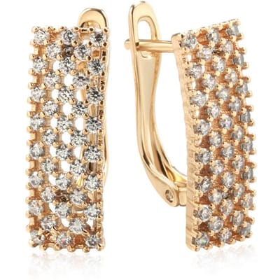 Nieuwe Volledig Natuurlijke Zirconia Vierkante Engelse Oorbellen Mode Roségoud Kleur Dames Dagelijkse Oorbellen Hoge Kwaliteit Fijne Sieraden beige