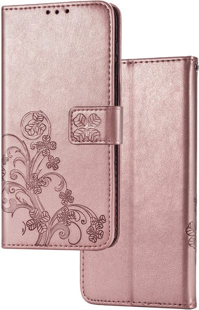 Hoesje geschikt voor Samsung Galaxy A55 - Bookcase - Pasjeshouder - Portemonnee - Bloemenprint - Kunstleer - Rose Goud
