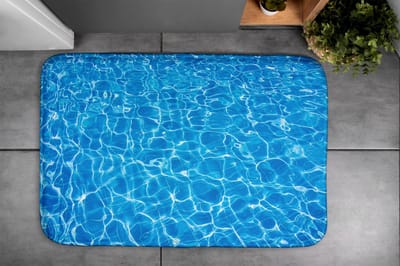 Coloray Badmat - Blauw Anti Slip Mat Bad - Watergolven Badkamer Tapijt - Toiletmat - Mat voor Badkamer - Badkamermatjes - Antislip - 90x60 cm