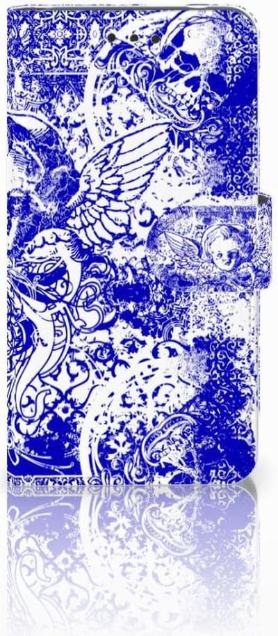 Boekhoesje voor Telefoonhoesje met Naam Nokia 2 Angel Skull Blauw