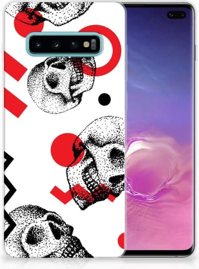 Silicone Back Case Samsung Galaxy S10 Plus Skull Red
