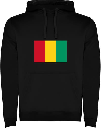 Zwarte Hoodie met Wereldse vlag land Guinea Full Color Maat M