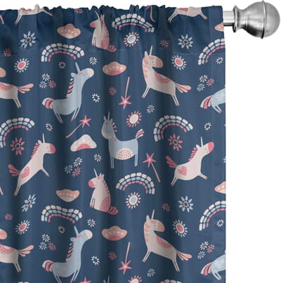Abakuhaus – ABAKUHAUS Gordijnen met dierenmotief – 2-delige set 75x245 cm – Nachtblauw