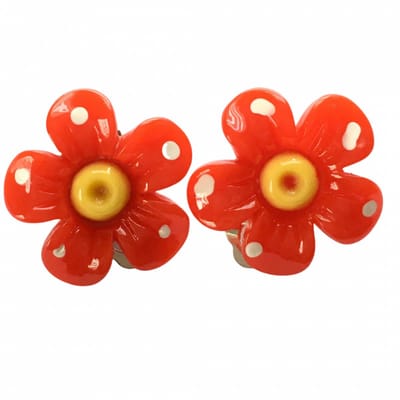 Clip oorbellen rood bloem kinderen