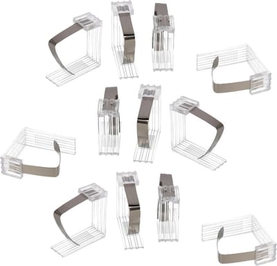 Gerimport Tafelkleed klemmen - 12x stuks - transparant - kunststof - 4,5 x 6 cm - buiten en binnen geschikt - vastklemmen van zeil of kleed