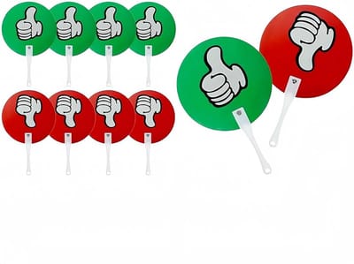 Duim Omhoog Peddels - Ja Nee Borden - Klas Interactie - Duurzaam Plastic - 10 Stuks - Rood Groen
