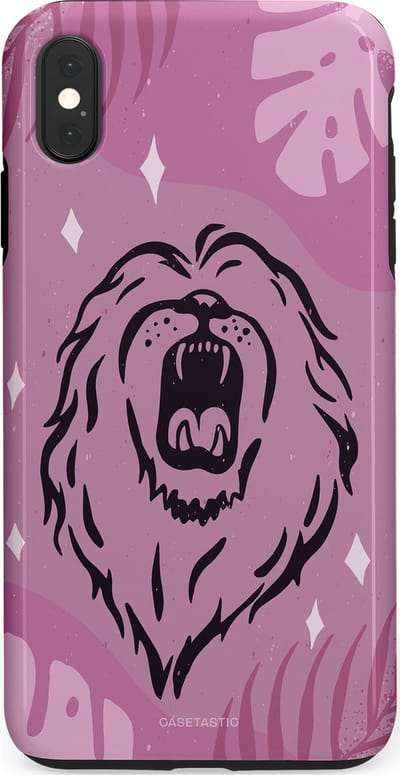 Casetastic hoesje geschikt voor Apple iPhone XS Max - Dubbellaagse bescherming - Trots en vurig - Fashion Case - Lila Lichtroze Donkergrijs
