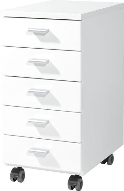 Rollcontainer met 5 Laden - Mobiel Archiefkast - Wit