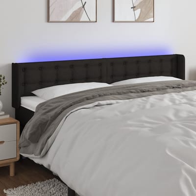 vidaXL - Hoofdbord - LED - 183x16x78/88 - cm - stof - zwart