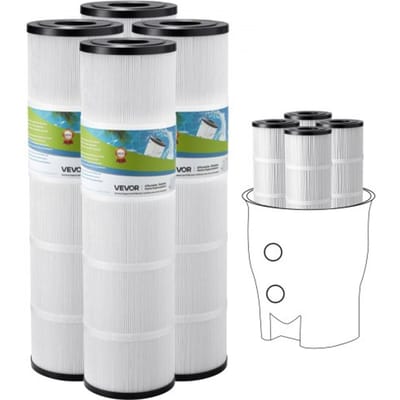 VEVOR zwembadfilterpatroon, 4 stuks, vervangingsfilter 9,8 m², waterfilter, zwembadfilter compatibel met Pentair CCP420, Pleatco PCC80-PAK4l, veilig voor kinderen en huisdieren, gemakkelijk schoon te maken
