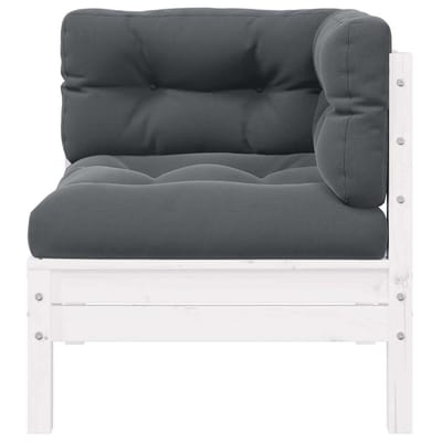 vidaXL - Tuinbank - 2-zits - met - kussens - massief - grenenhout - wit